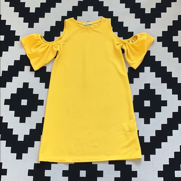 Zara Trafaluc Off-The-Shoulder Yellow Dress - Picture 1 of 8